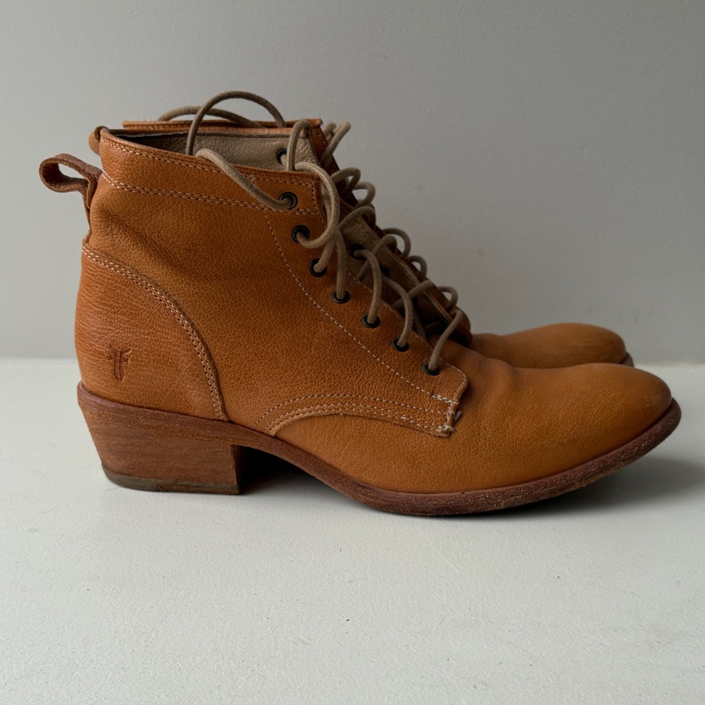 Tan Leather Frye Ankle Boots